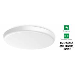 Round LED Ceiling Ø250 mm with Integrated Emergency and Sensor - 12 W