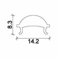 Dimensioni Cover lente a 40° Profilo LED NP165 14,2x8,3 mm