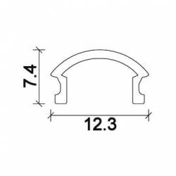 Dimensions roundend cover Led Profile NP165 12,3x7,4 mm