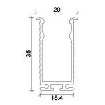 Dimensioni Profilo LED NP166 35x20 mm