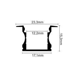 Dimensions Led Profile NP194 23,3x15,3 mm