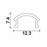 Dimensioni copertura stondata Profilo LED NP164 12,3x7,4 mm