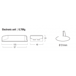 Dimensions LED Emergency Kit L1241-SE 105x46x24 mm