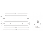 Dimensioni SERIE AL1 Alimentatore per LED ON/OFF 132x22x19 mm