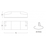 Dimensions AL6 SERIES LED power supply 76x32x22 mm