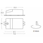  Dimensioni SERIE AL10 Alimentatore per LED ON/OFF 75,3x29x22,2 mm