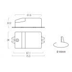 Dimensions ALPF10 SERIES - LED power supply ON/OFF 75,3x39x22,2 mm