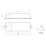 Dimensions AL15 SERIES - LED power supply ON/OFF 125x38x23 mm