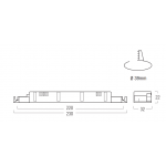 Dimensions SERIES ALT36 LED power supply 230x32x22 mm