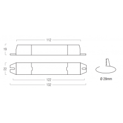 Dimensioni DL/DP mini - Dimmer LED 132x22x19 mm