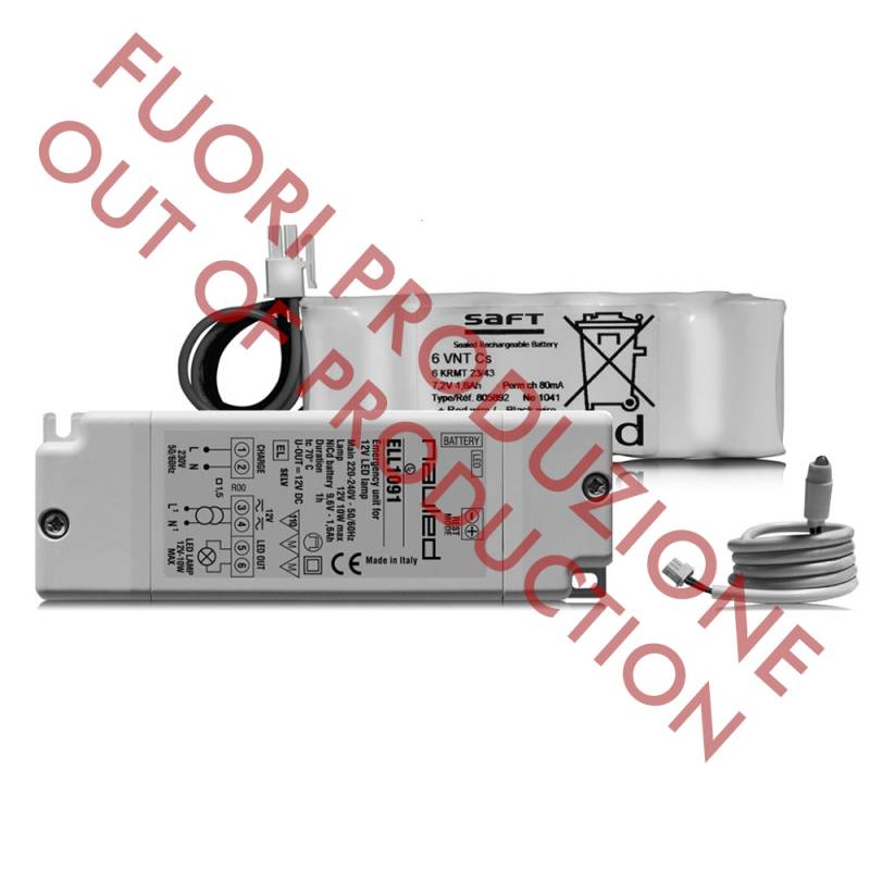 Kit Emergenza LED ELL1091 - Lampade Led 12V - GU5.3 - Autonomia 1h - 9,6 V - 1,6 Ah