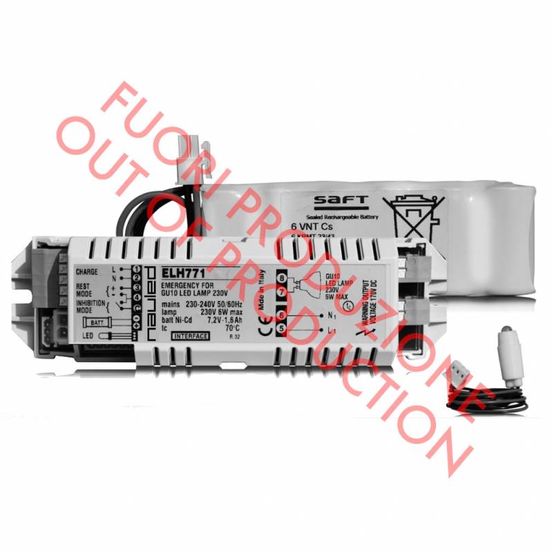 Kit Emergenza LED ELH771 - Lampade Led 230V - GU10 - Autonomia 1h - 7,2 V - 1,6 Ah
