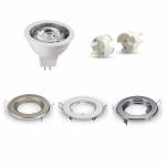 Ghiera Porta Faretto LED Tonda + Lampadina LED MR16+ Cablaggio
