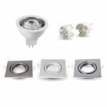Square LED Spotlight Holder + LED Bulb GU10 + wiring