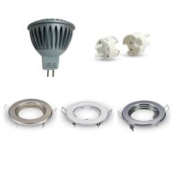 Round LED Spotlight Holder + LED Bulb MR16 12-24V + wiring