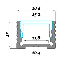Dimensions LED Profile NP011 18,4x13 mm