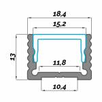 Dimensioni Profilo LED NP011 18,4x13 mm