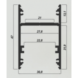 Dimensions LED Profile NP026 30,8x47 mm