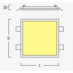 Dimensioni Pannello LED quadrato Salerno spessore 20mm