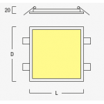 Dimensions Sqaure LED Recessed Panel Salerno thickness 20mm