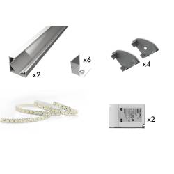 Relamping kit consisting of 2 NP188 profiles, 6 clips, 4 caps, SMD 2216 led strip, 2 AL6024 power supplies