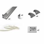 Kit Relamping composto da 2 profili NP188, 6 clip, 4 tappi, strip led SMD 2216, 2 alimentatori AL6024