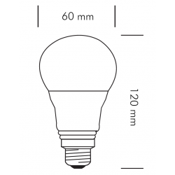 Dimensioni Lampadina LED attacco E27 8,5W 120x60 mm