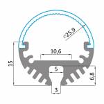 Dimensioni Profilo LED NP0126 diametro 25,9 mm