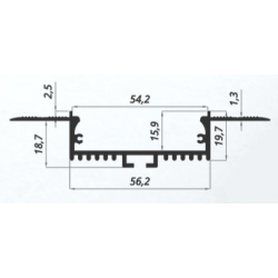 Dimensions LED Profile NP058 54,2x18,7 mm