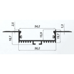 Dimensions LED Profile NP058 54,2x18,7 mm