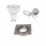 Ghiera Porta Faretto LED Quadrata Alluminio + Lampadina LED GU10 + Cablaggio