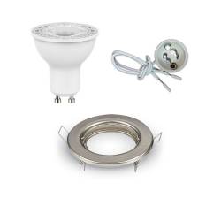 Aluminium Round LED Spotlight Holder + LED Bulb GU10 + wiring