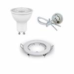 White Round LED Spotlight Holder + LED Bulb GU10 + wiring
