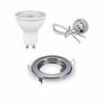 Round LED Spotlight Holder Chromo + LED Bulb GU10 + wiring