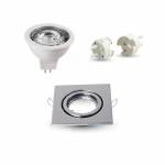 Chromo Square LED Spotlight Holder + LED Bulb MR16 + wiring