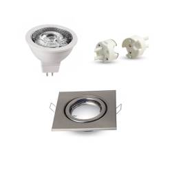 Aluminium Square LED Spotlight Holder + LED Bulb MR16 + wiring