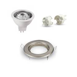 Aluminium Round LED Spotlight Holder + LED Bulb MR16 + wiring