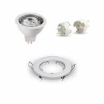 Ghiera Porta Faretto LED Tonda Bianca + Lampadina LED MR16+ Cablaggio