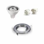 Chromo Round LED Spotlight Holder + LED Bulb MR16 + wiring