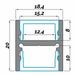Dimensions LED Profile NP017 18,4x20 mm