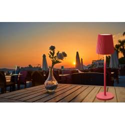 Table Led Lamp Emma on outdoor table - Color Raspberry Red