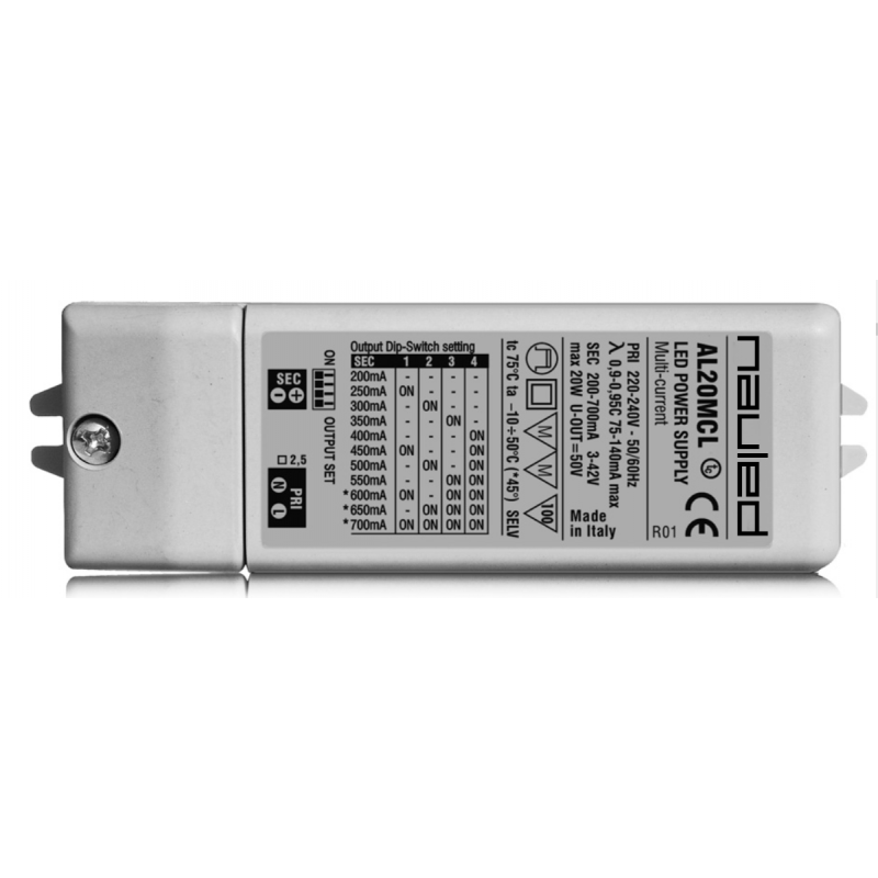 AL20MCL SERIES - LED Power Supply multicurrent CC 100-350 mA