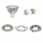 Ghiera Porta Faretto LED Tonda + Lampadina LED NMR16 12-24V AC/DC + Cablaggio