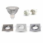 Square LED Spotlight Holder + LED Bulb NMR16 12-24V AC/DC + wiring