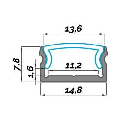 Dimensions LED Profile NP010 14,8x7,8 mm