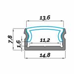 Dimensioni Profilo LED NP010 14,8x7,8 mm