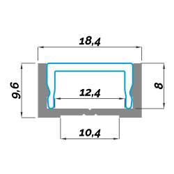 Dimensions LED Profile NP013 18,4x9,6 mm