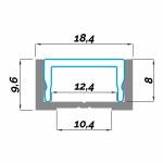 Dimensioni Profilo LED NP013 18,4x9,6 mm