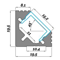 Dimensions LED Profile NP014 19,5x15,2 mm