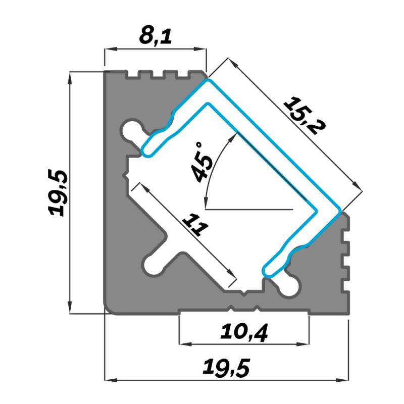Ledomec Profilo LED ST10 In Alluminio Nero Per Strisce LED Con Copertura, Per Strisce LED Fino A 10 Mm (nero 1 M Trasparente